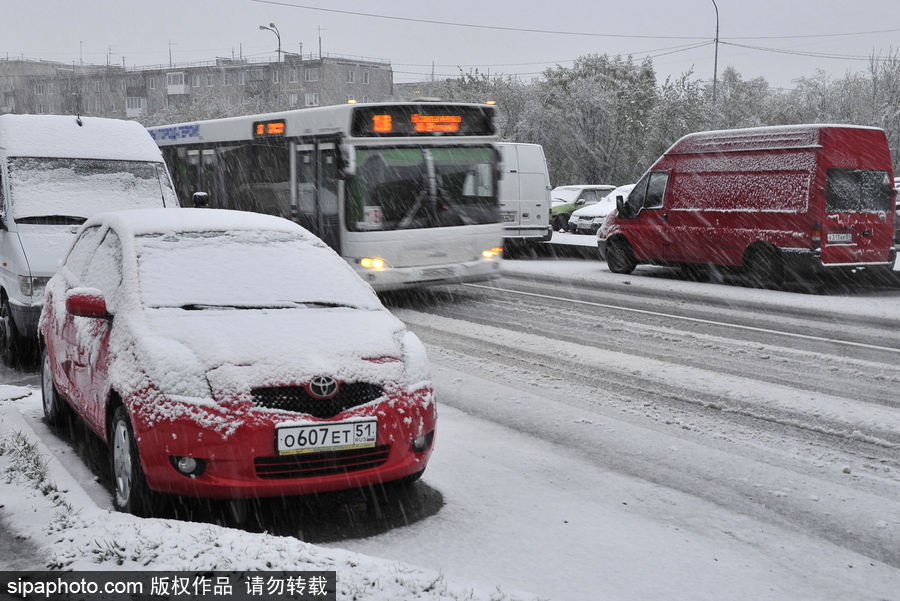 俄羅斯摩爾曼斯克六月飄雪成“白色世界”